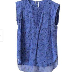 Rebecca Taylor Charlie Top Blouse Blue Ultra Etchprint $288 RARE Style Size 12